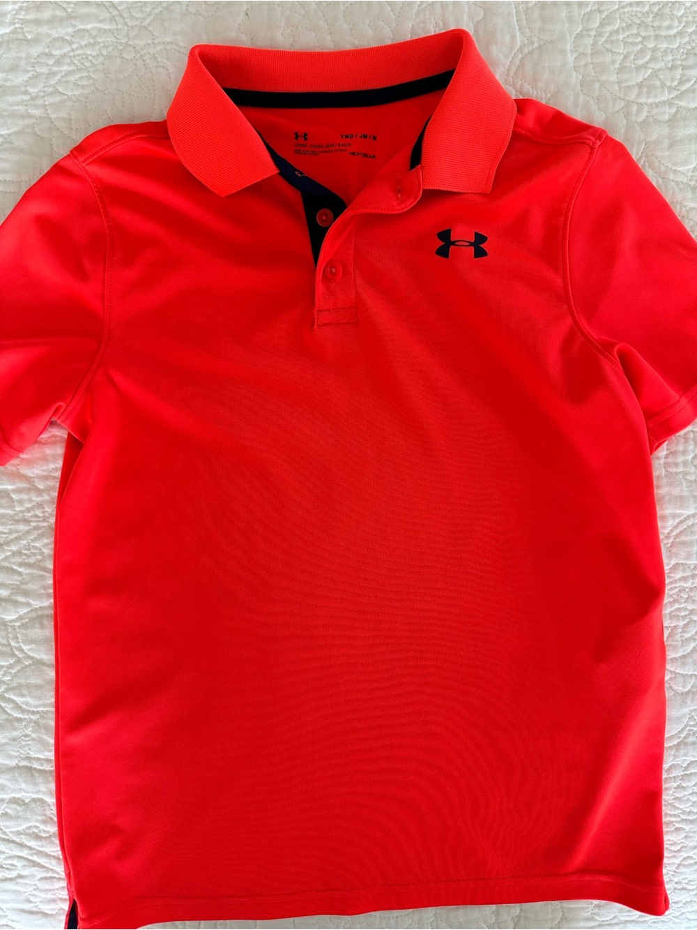 Under Armour neon orange boys  Polo with Black Logo M